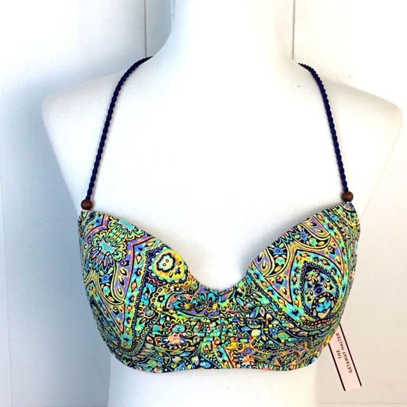 Victoria Secret Floral Halter Bikini Top 32D Boho Colorful Vacation NWT - Picture 1 of 8